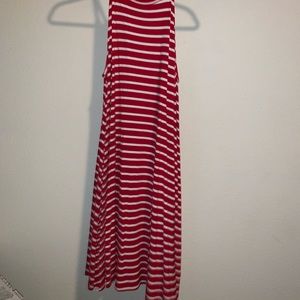 striped red and white long dress